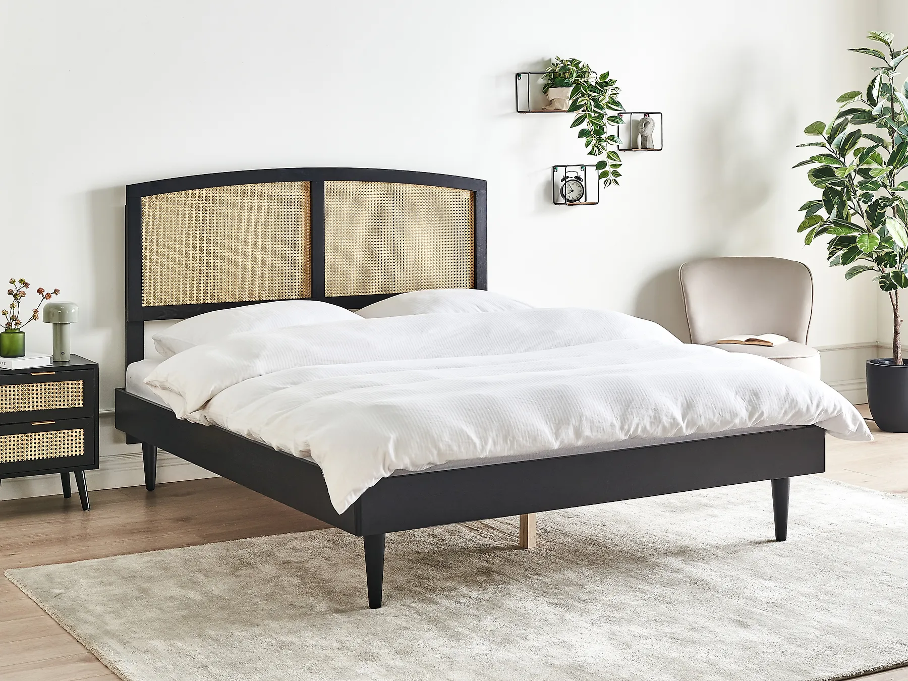 Bed Rattan VARZY 160 x 200 cm (EU King Size) Black_949802