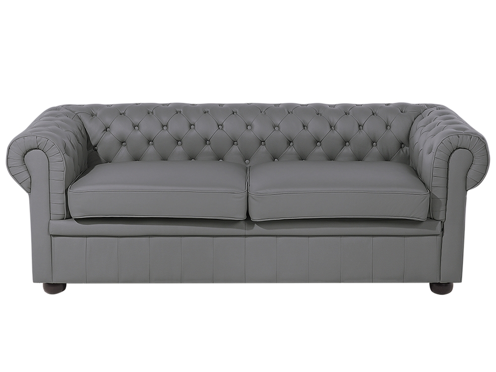 Dark grey leather chesterfield sofa discount