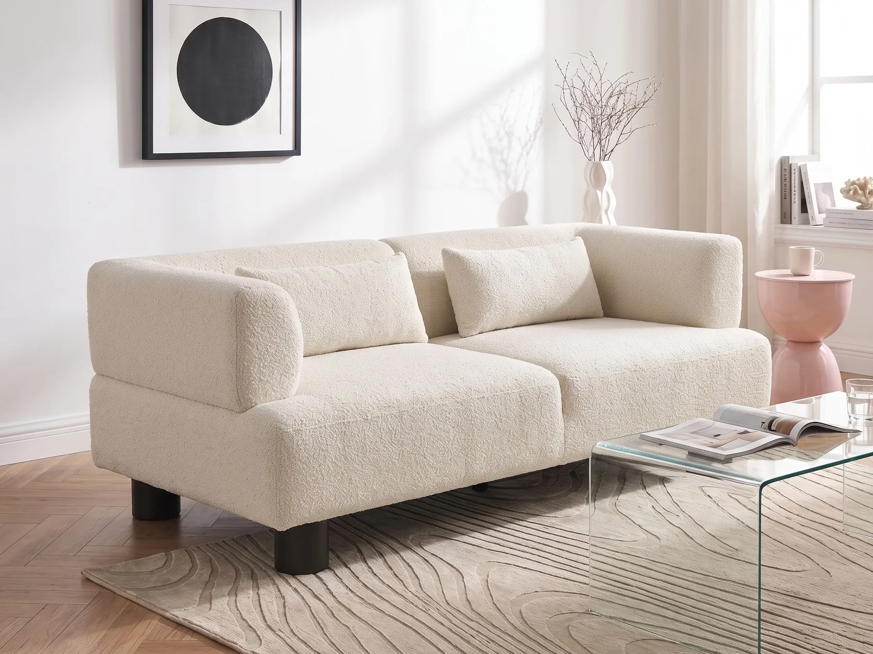 Sofa 2 Seater MOVIK Boucle Off-White_1046869