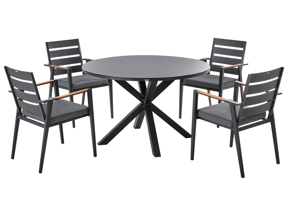 Garden Dining Set 4 Seater MALETTO/TAVIANO with Cushions Metal Black