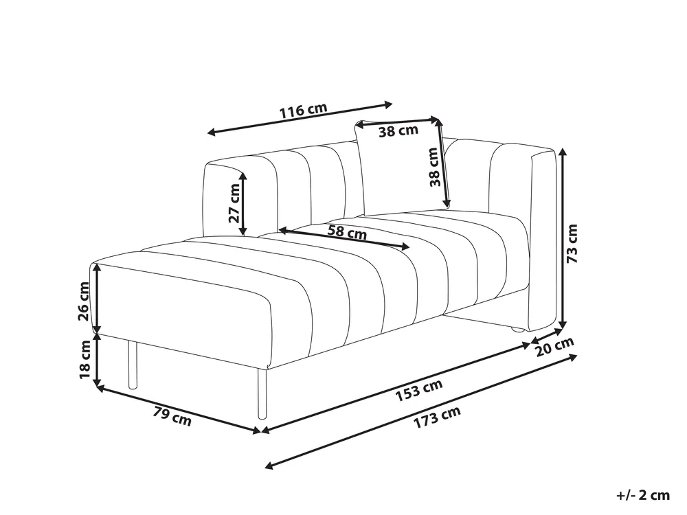 Right-Hand Chaise Longue LANNILS Fabric Pink_942020