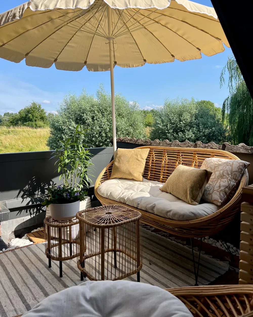 Garden Lounge Set with Table 3 Seater MARATEA/CESENATICO Rattan Natural_1005560
