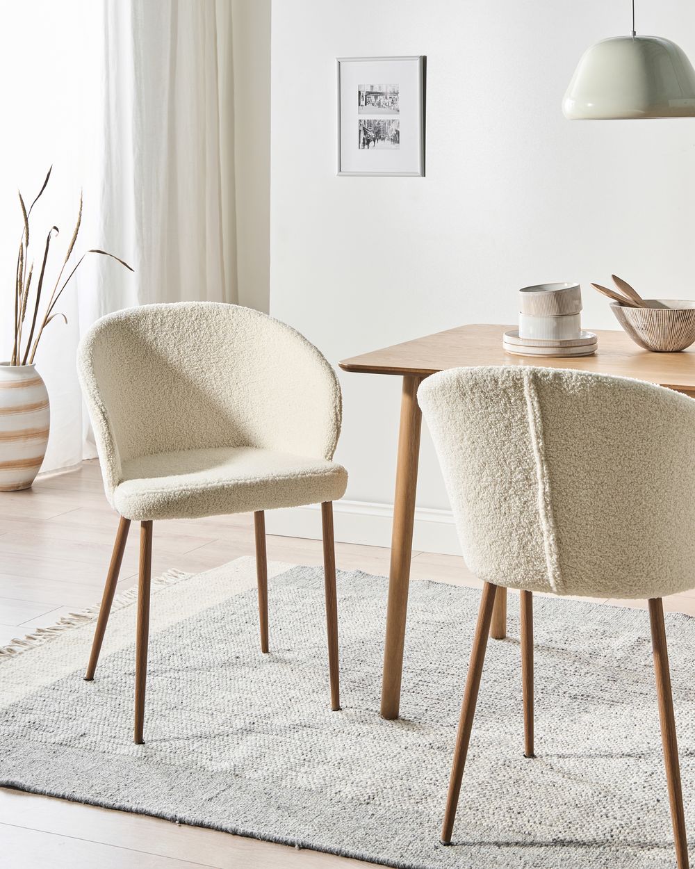 Set di 2 sedie da pranzo MASON Bouclé Bianco sporco/Marrone chiaro