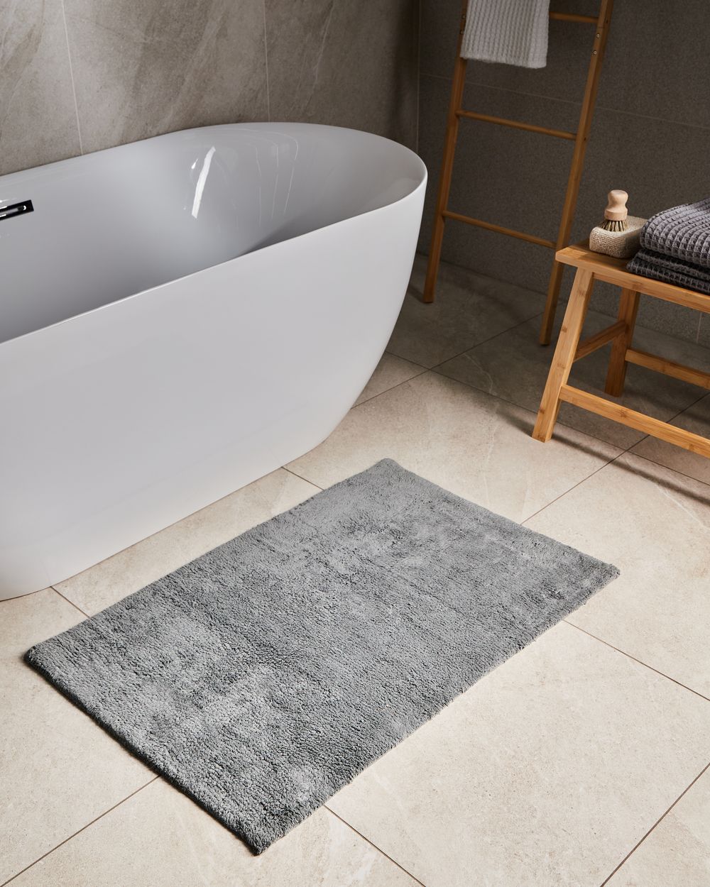 Tapis de bain GOELA Gris 60 x 90 cm Coton
