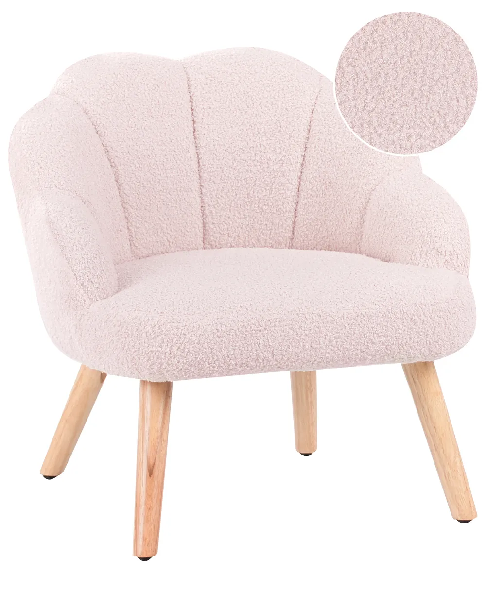 Kids Armchair MILAND Boucle Pastel Pink