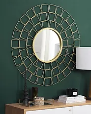 Miroir LABRIT 90 cm 90 cm Métal Doré_1179194