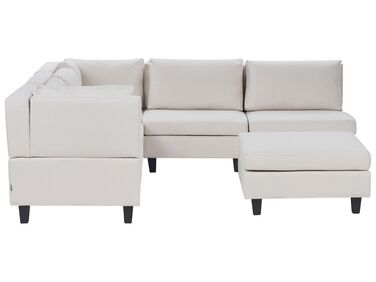 5 Seater Right Hand Modular Fabric Corner Sofa with Ottomane Light Beige UNSTAD