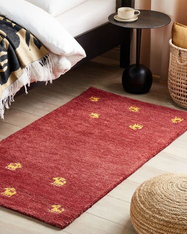 Wool Gabbeh Area Rug 80 x 150 cm Red YARALI