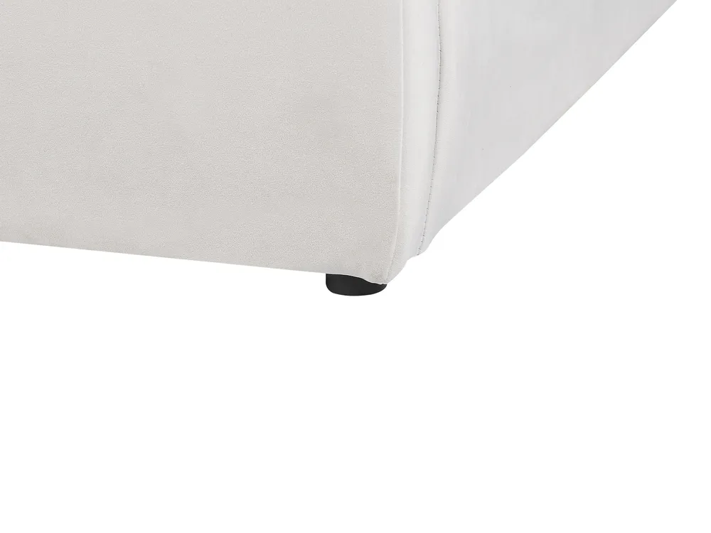 Bett mit Stauraum BAJONNA Samtstoff Cremeweiß 160 x 200 cm_871262