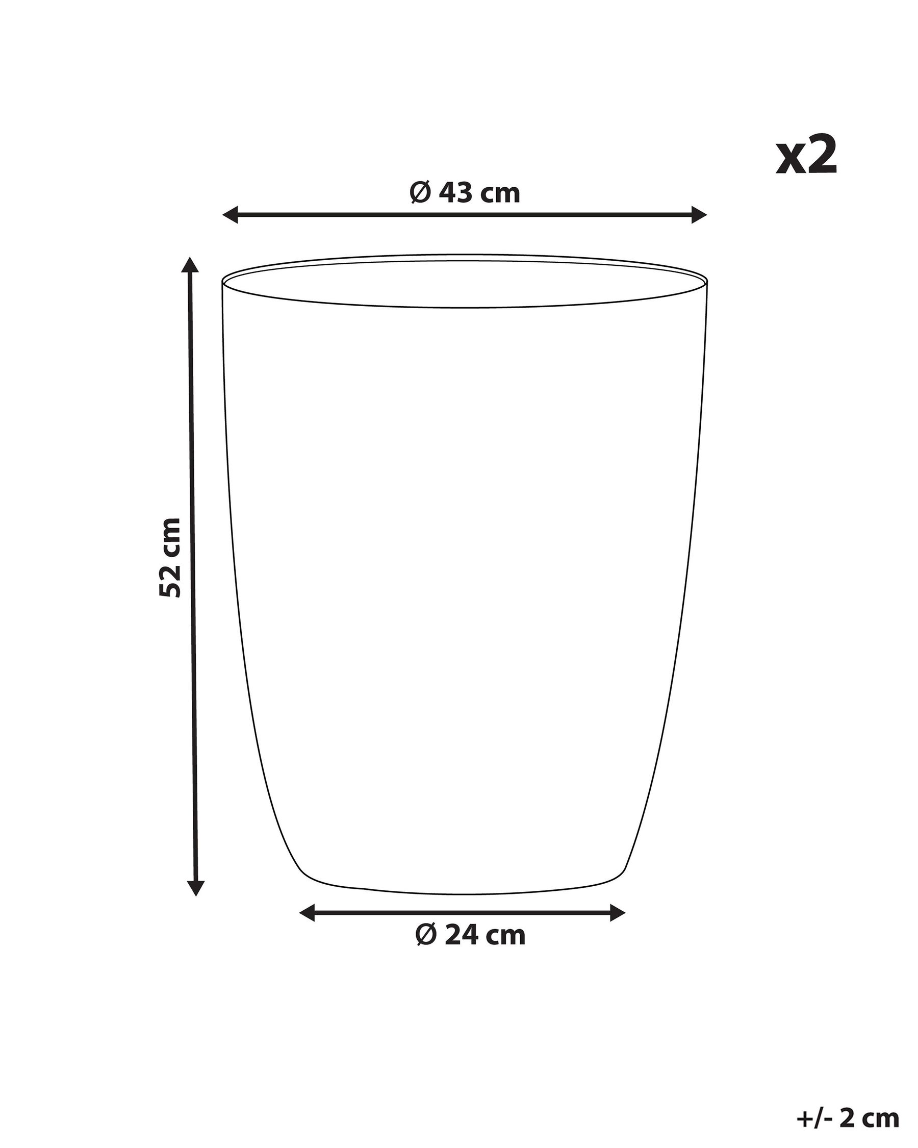 Set of 2 Plant Pots 43 x 43 x 52 cm Grey CROTON_841610 Set of 2 Plant Pots 43 x 43 x 52 cm Grey CROTON_841610