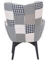 Wingback Chair with Footstool Patchwork Grey VEJLE_540438