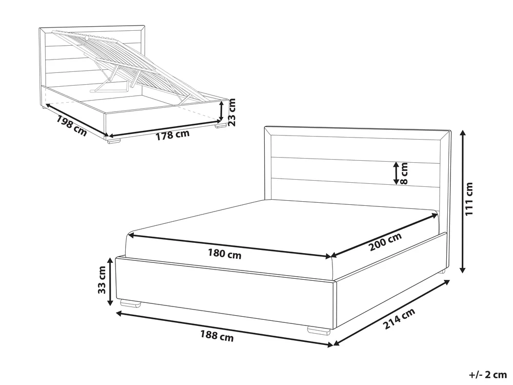 Ottoman Bed ROUEN Velvet Taupe 180 x 200 cm (EU Super King)_843860