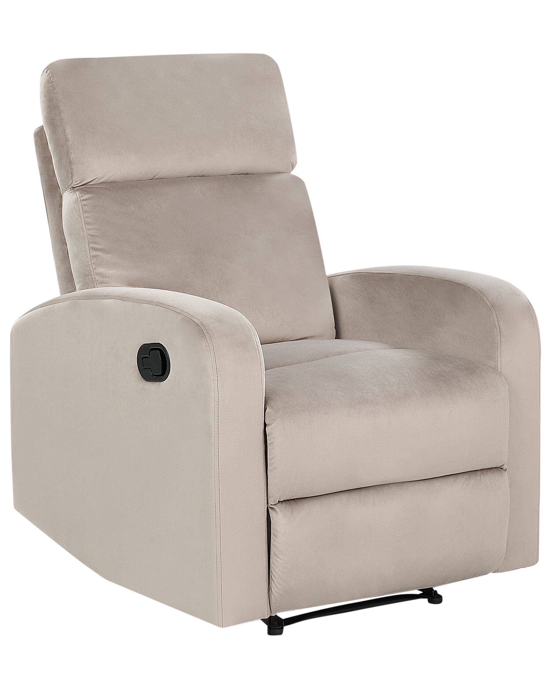 Fotel z manualną funkcją relaksu welurowy beżowy VERDAL_921755