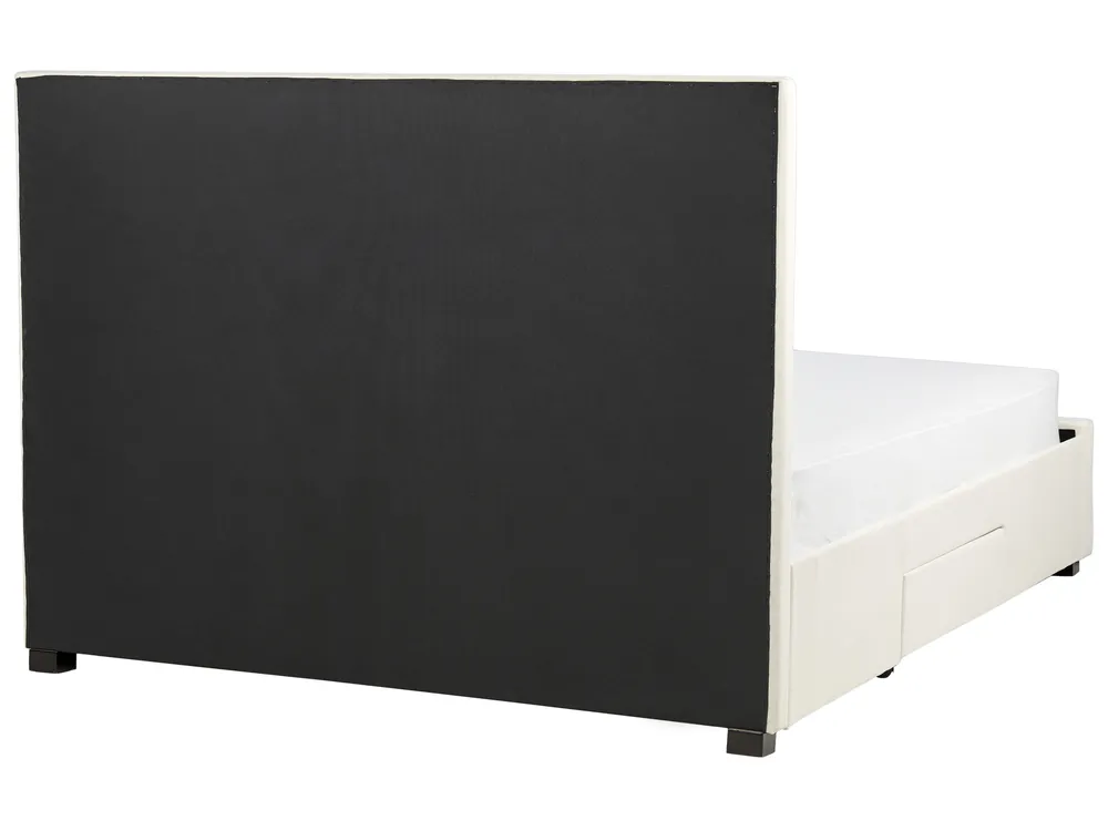 Bett mit Schubladen LIEVIN Samtstoff Hellbeige 160 x 200 cm_902430