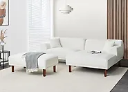 Ecksofa HOLT mit Ottomane Bouclé Weiss linksseitig_1179004