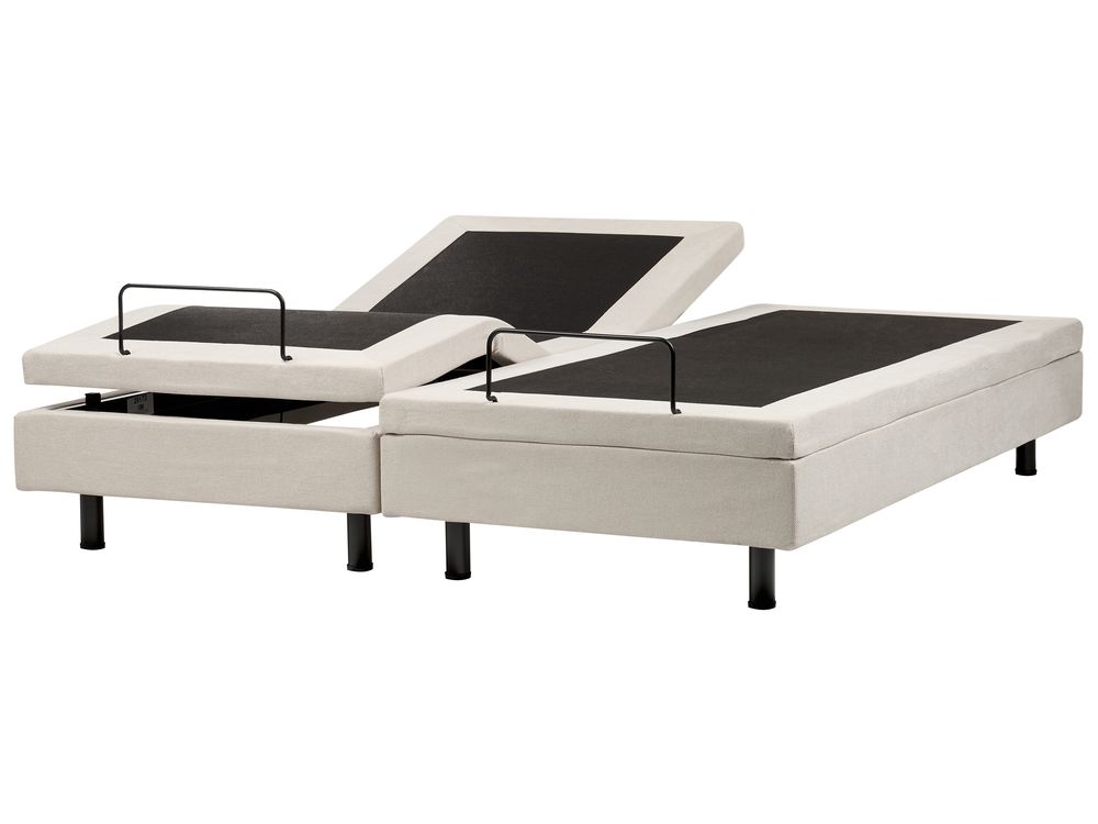 Adjustable Bed without Headboard Fabric CASTELLAN 180 x 200 cm (EU Super King) Light Beige
