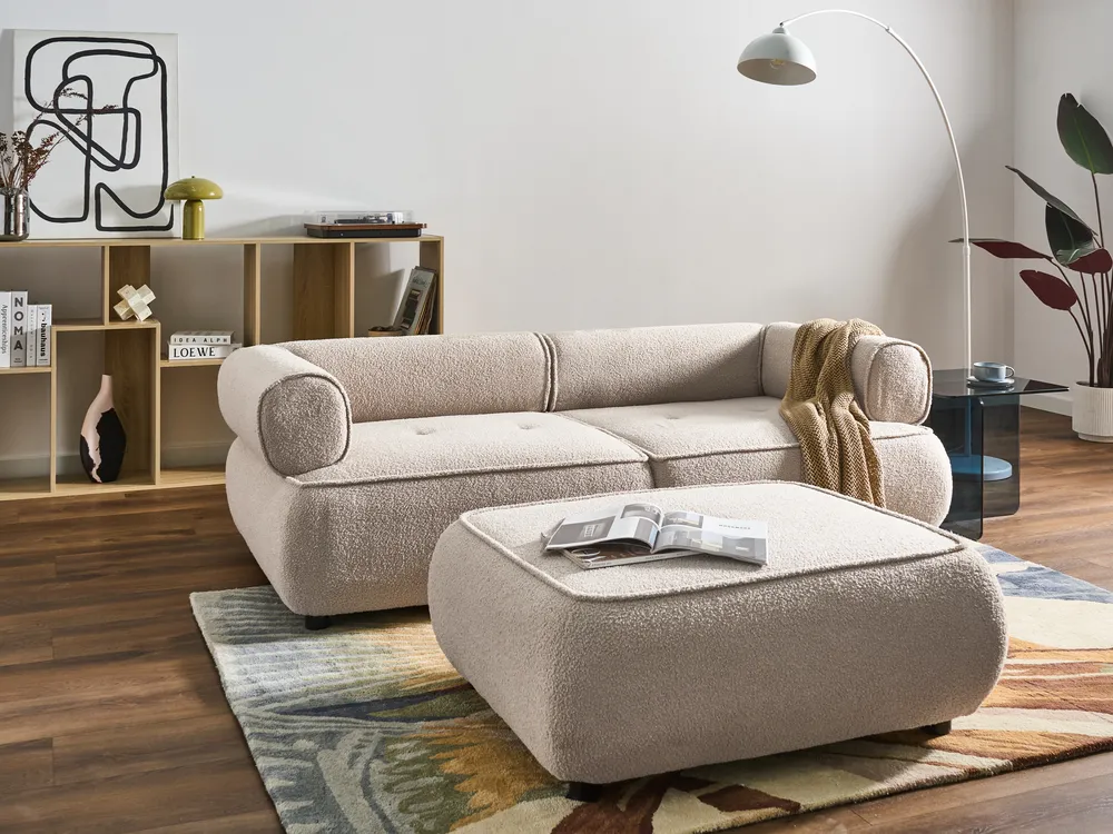 Sofa dla 3 osób SALLA z otomaną Boucle Beżowy