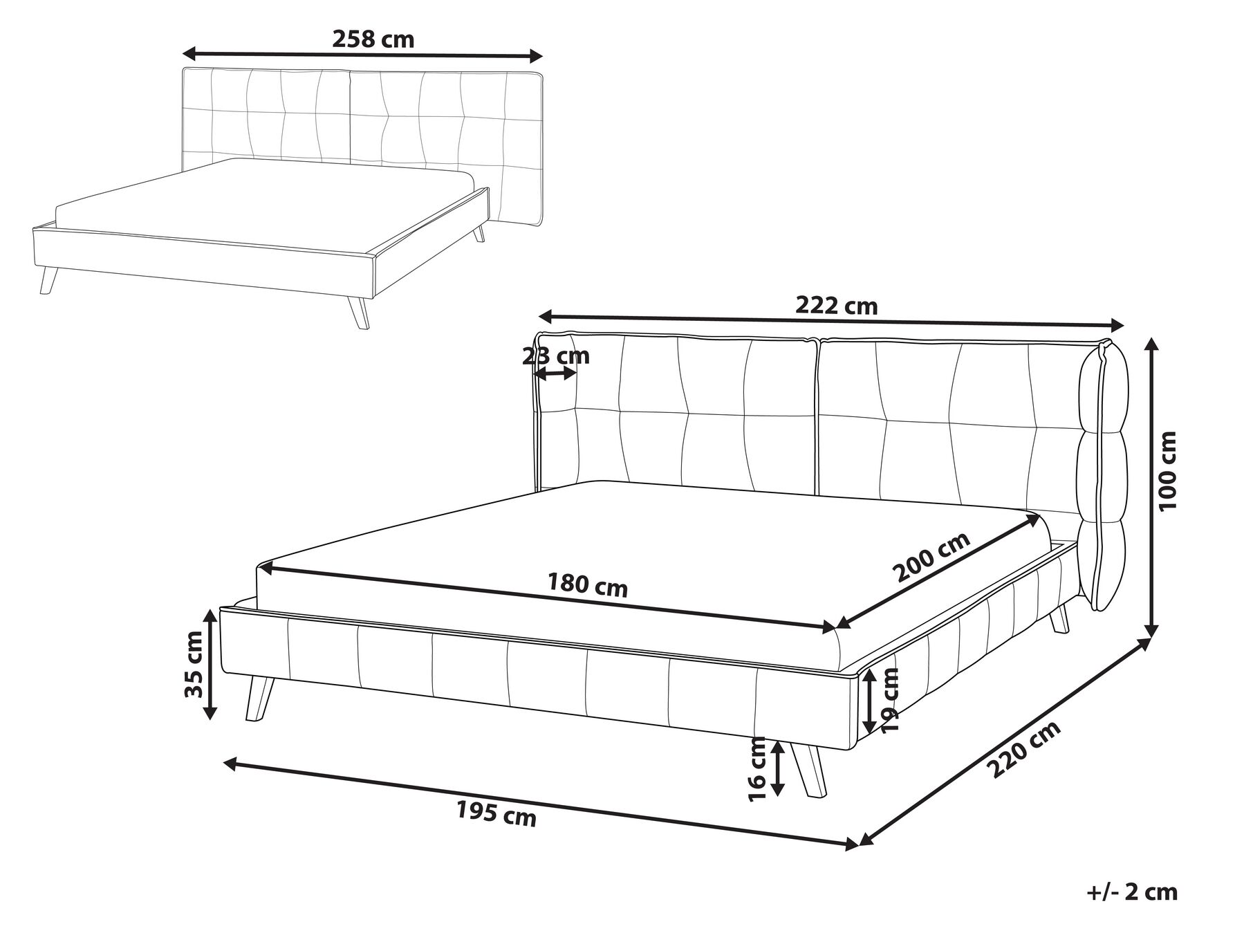 Bed Velvet SENLIS 180 x 200 cm (EU Super King) Beige_919000