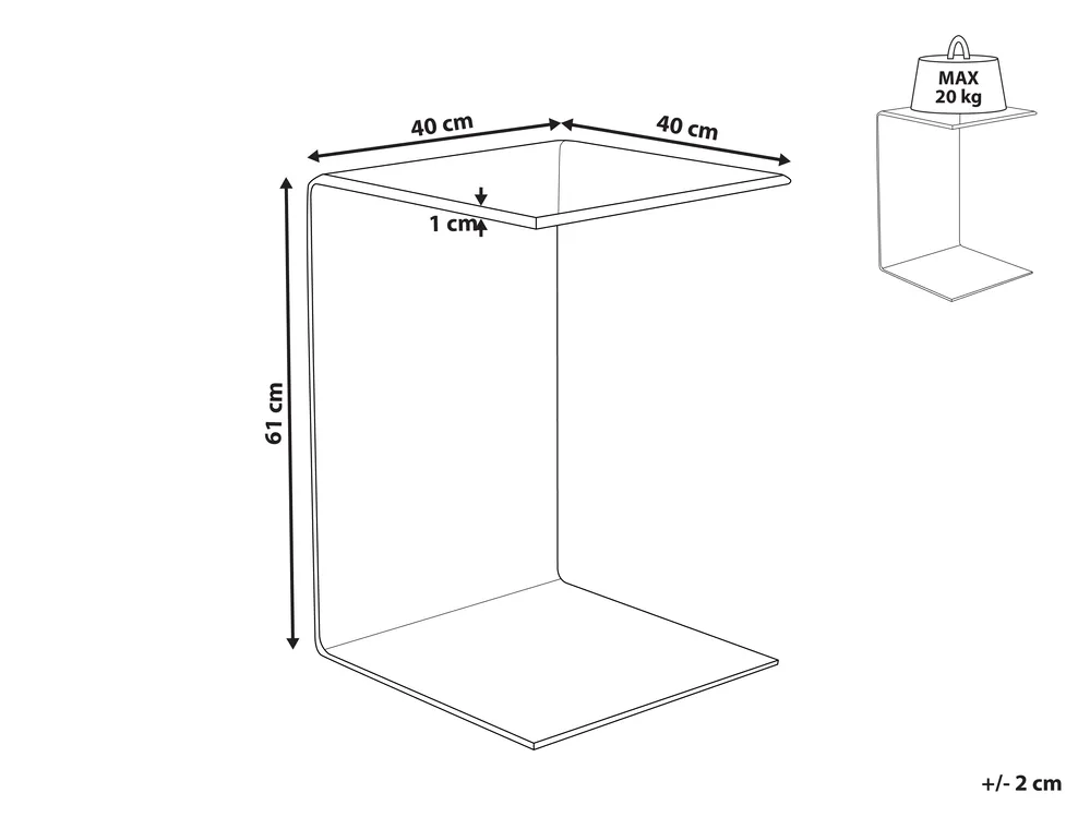 Side Table LOURDES Tempered Glass Black_953599
