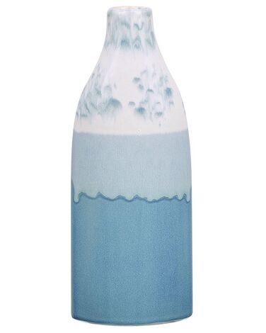Bloemenvaas wit/blauw steengoed 30 cm CALLIPOLIS