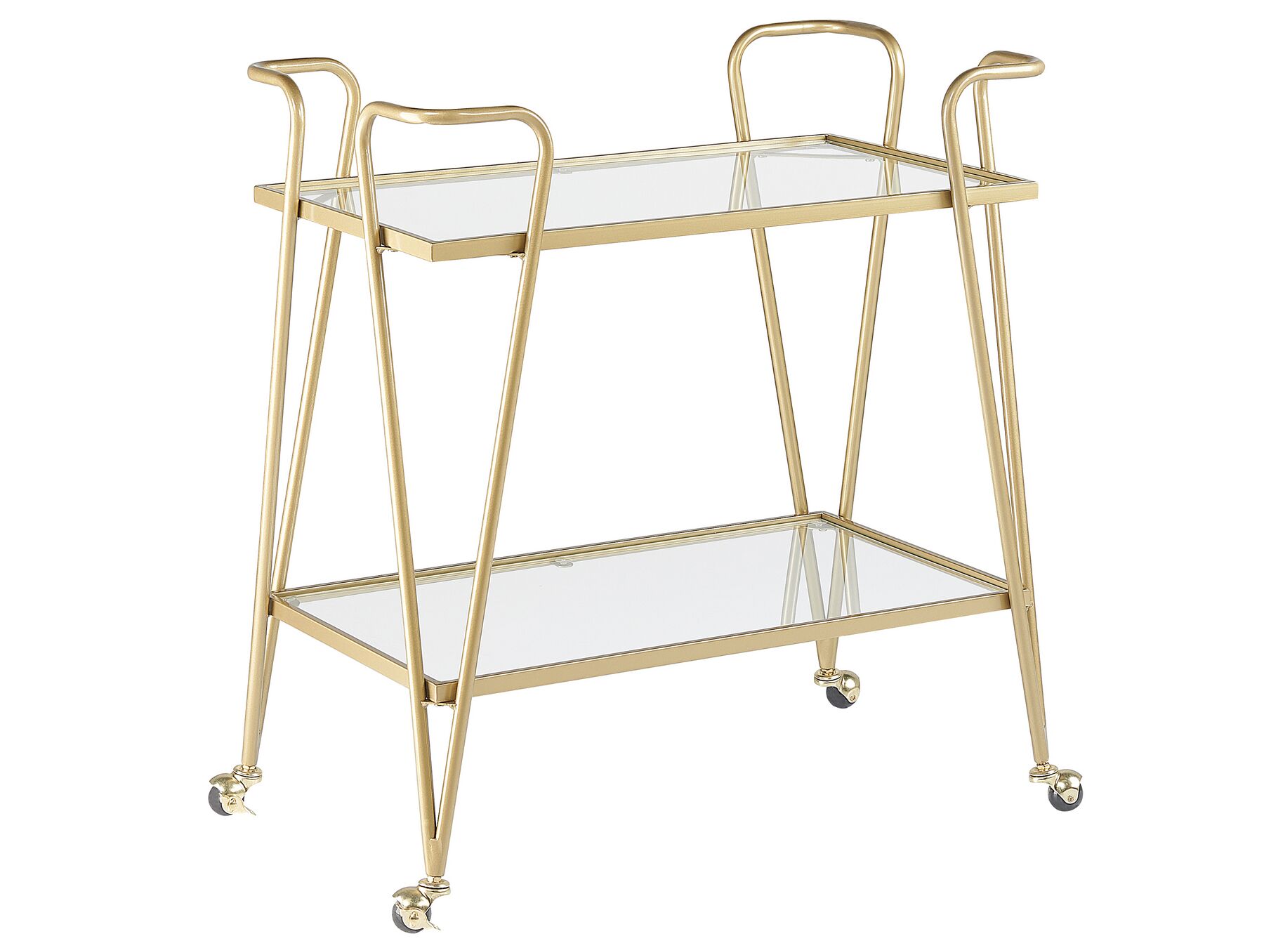 Metal Drinks Trolley with Glass Top Gold NOTI_821555