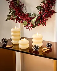 Set of 3 LED Candles ETERNIS 5/8/11 cm Off-White_1187140