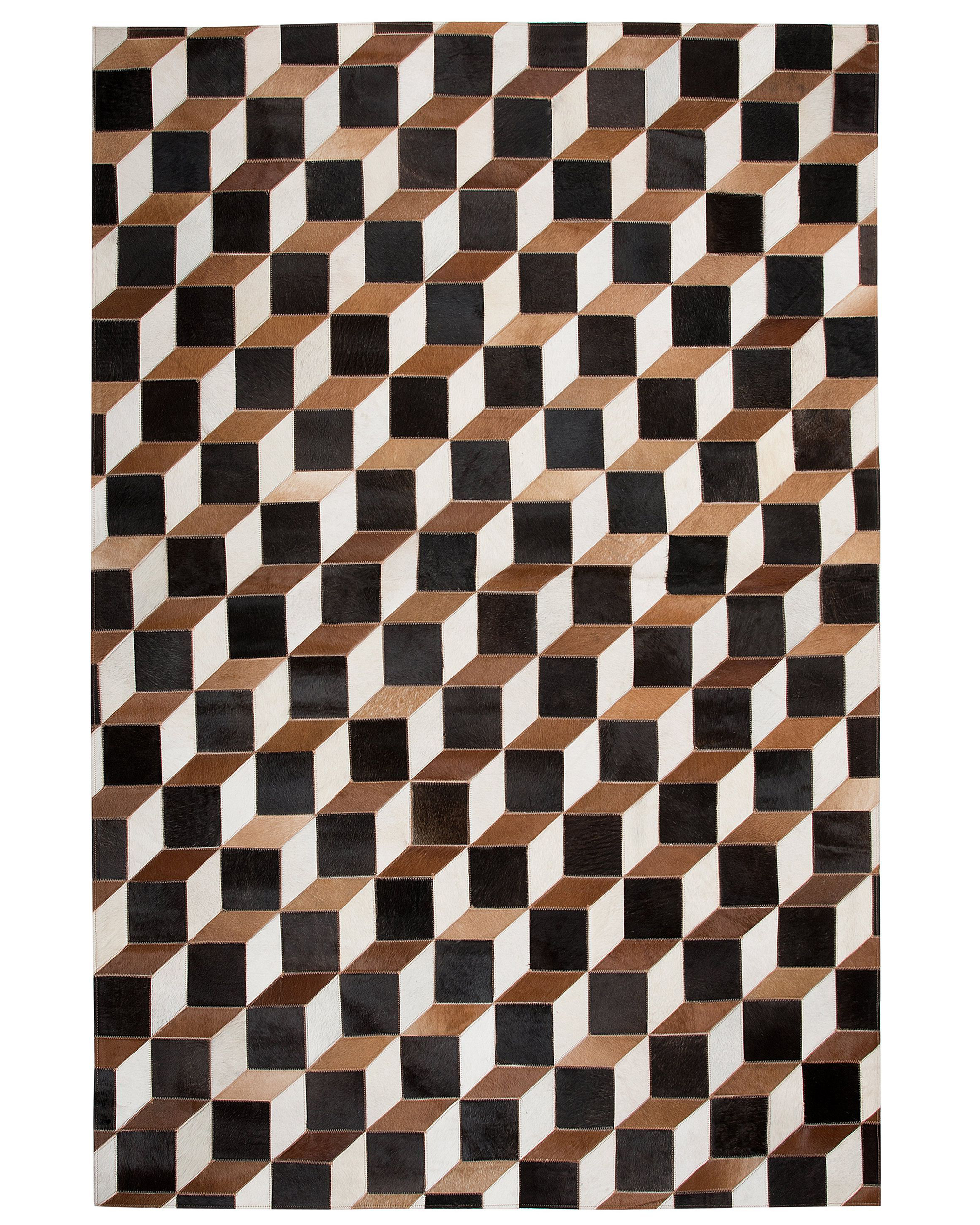 Dywan patchwork skórzany 140 x 200 cm brązowy ALPKOY_742773
