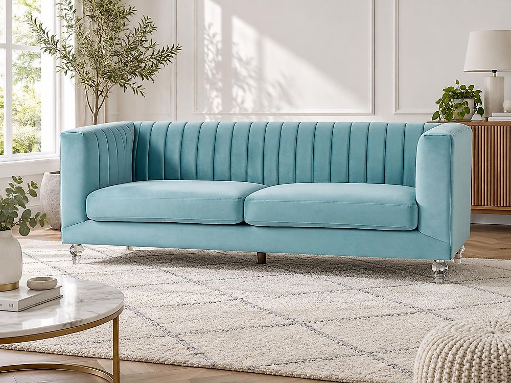 Sofa 3 Seater ARVIKA Velvet Light Blue