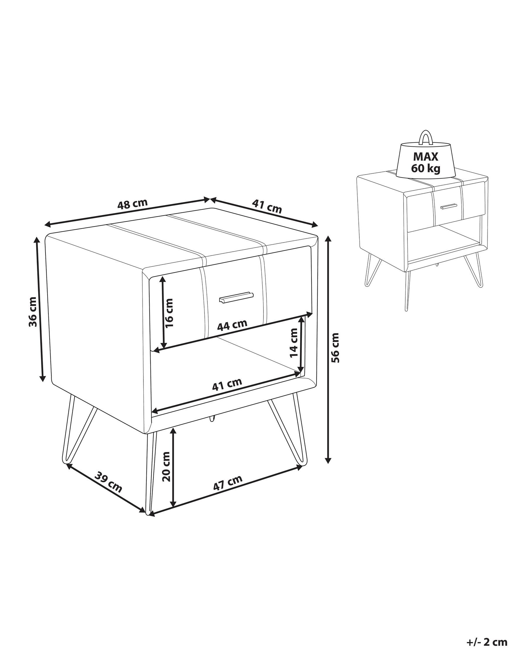 Faux Leather Bedside Table White BETIN_817862