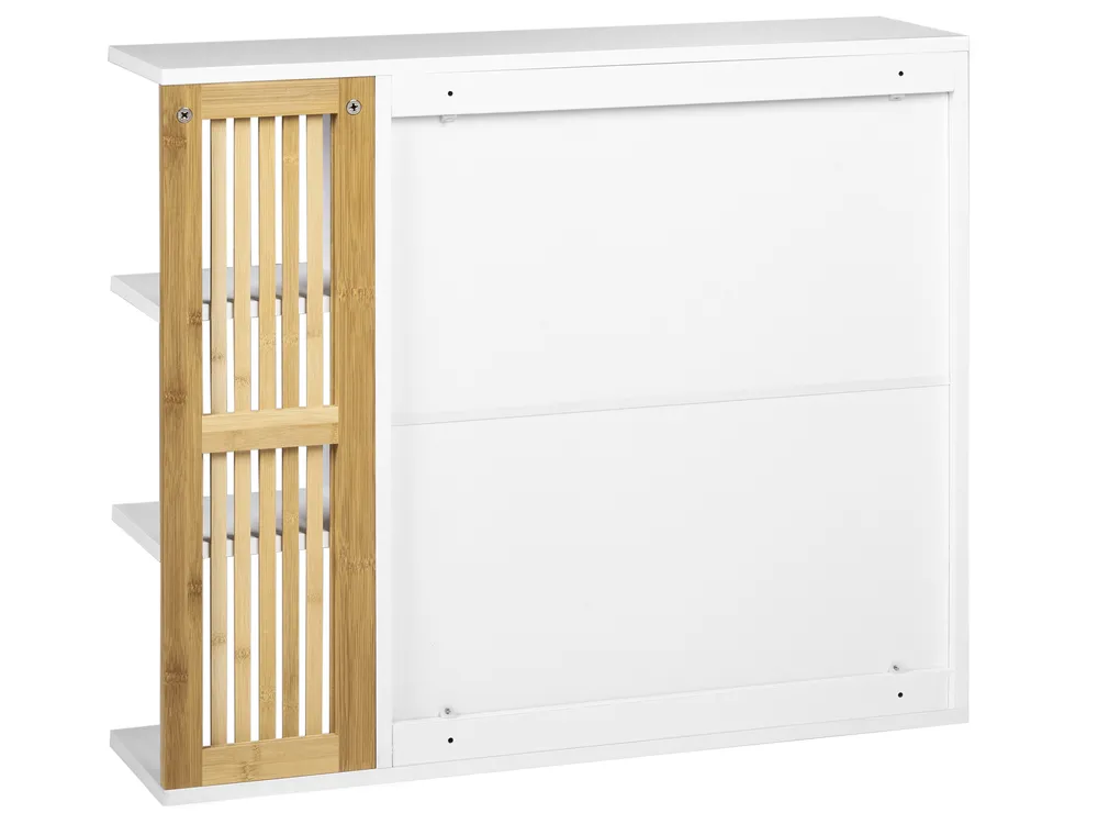 HOMCOM Armoire Murale Salle de Bain avec Miroir, 80 x 15 x 60 cm, Meuble Salle de Bain, Armoire de Toilette avec Double Portes et étagères réglables, Blanc