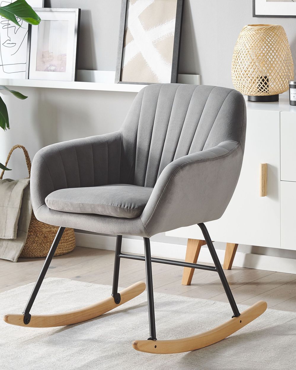Rocking Chair LIARUM Velvet Grey Beliani