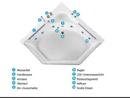 Whirlwanne Eckmodell mit LED CACERES 211 x 150 cm Weiß_786962