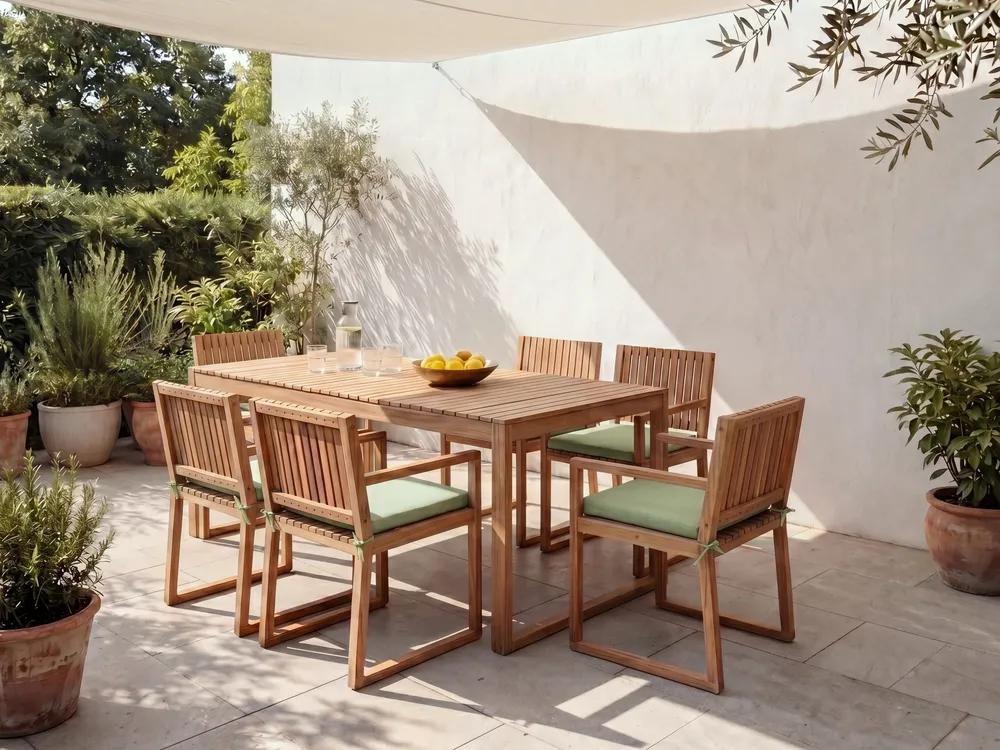 Set di 2 sedie da giardino con cuscini SASSARI PREMIUM Legno di acacia certificato Verde chiaro_1074933