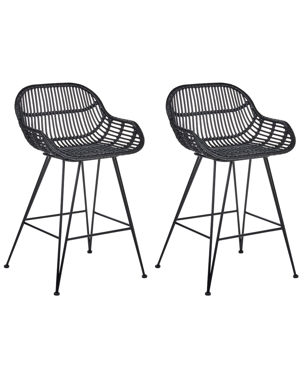 Set mit 2 Barstühlen TERRELL Rattan Schwarz