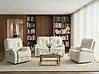 Manual Recliner Living Room Set 4 Seater BERGEN Faux Leather White