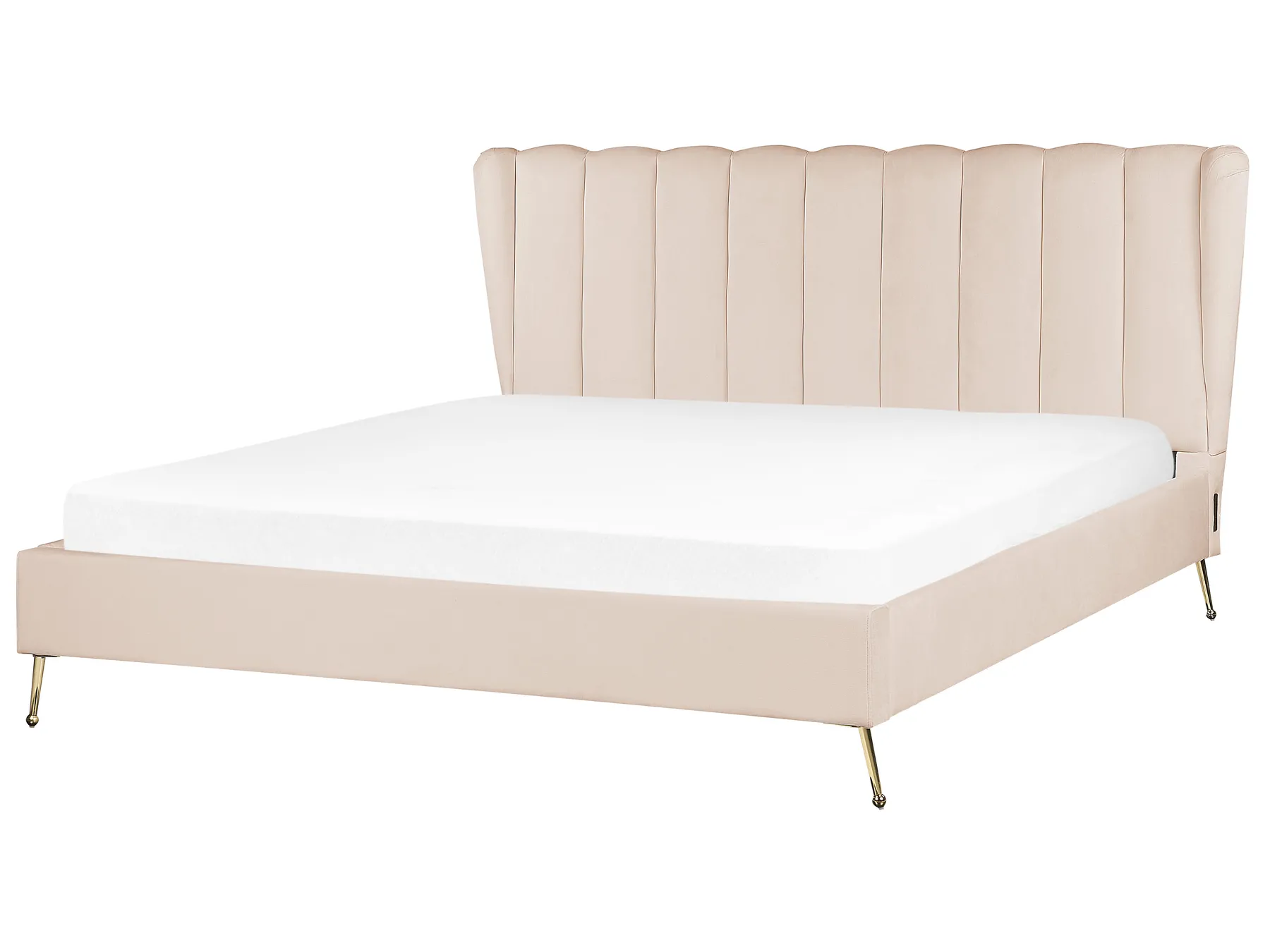Bett mit Lattenrost Samtstoff MIRIBEL 180 x 200 cm Beige_870656