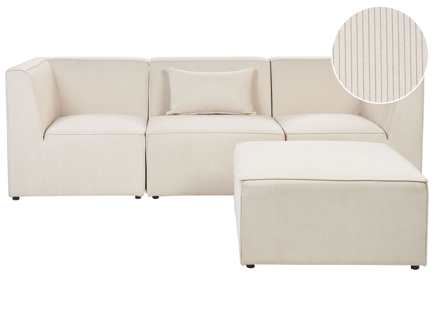 3-Sitzer Sofa Cord hellbeige mit Ottomane LEMVIG_869304