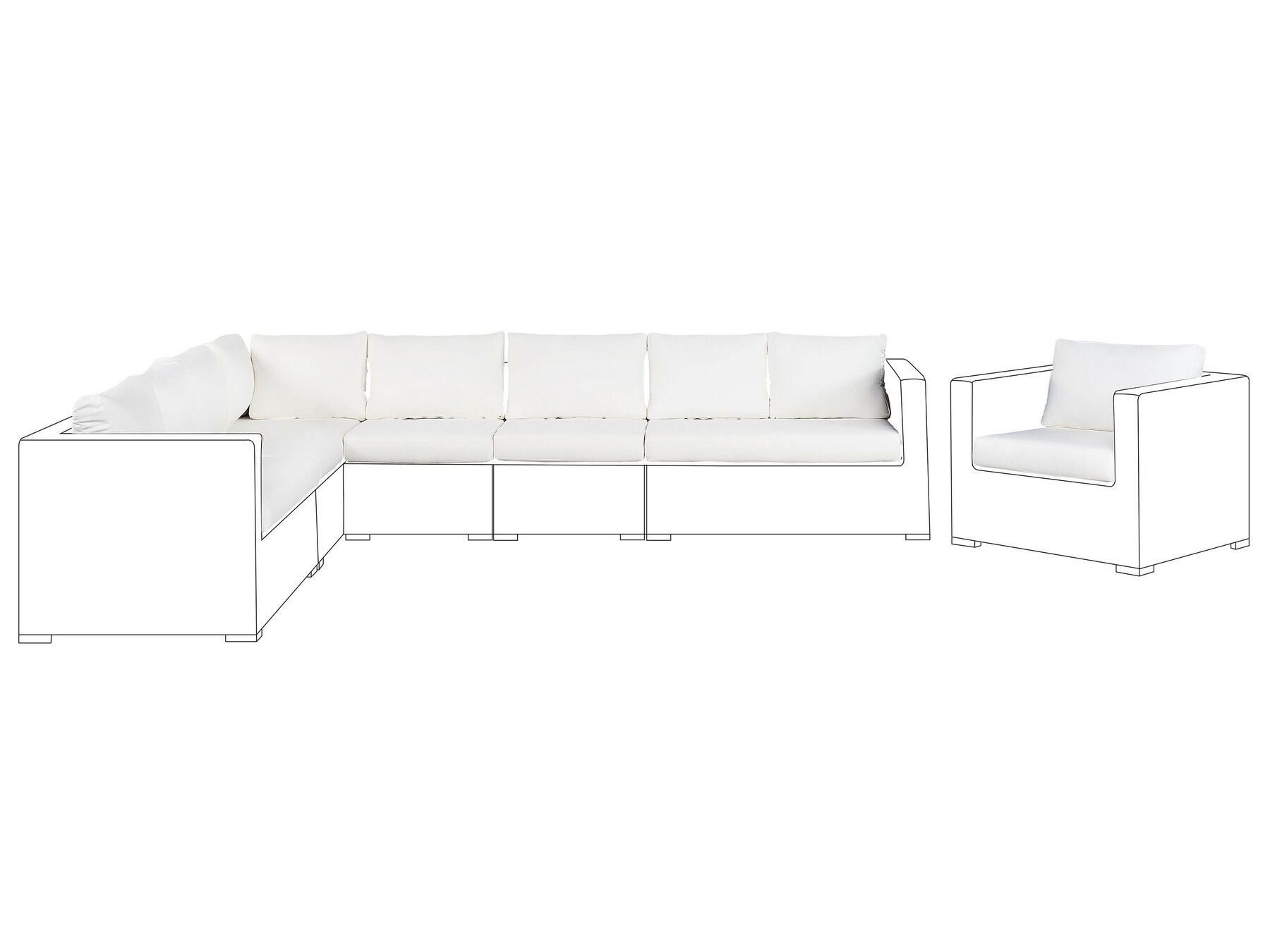 Set di fodere color bianco crema per cuscini del divano XXL_762705