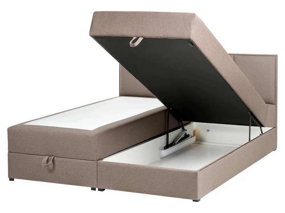 Divano letto con contenitore Tessuto BARONET 160 x 200 cm Tortora