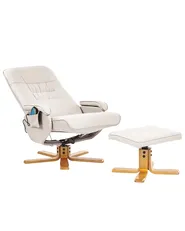 Massage Chair RELAXPRO with Footstool Faux Leather Light Beige_1014390