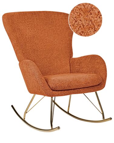Chaise à bascule en tissu bouclé orange et doré ANASET