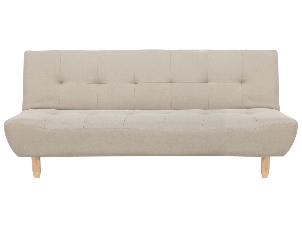 Divano vintage a 3 posti in tessuto beige CHESTERFIELD grande Beliani Divano vintage a 3 posti in tessuto beige CHESTERFIELD grande Beliani