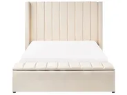 Bed with Storage Bench NOYERS Velvet Off-White 140 x 200 cm (EU Double)_1036510