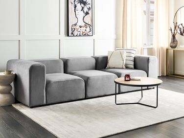 3 Seater Modular Velvet Sofa Grey FALSTERBO