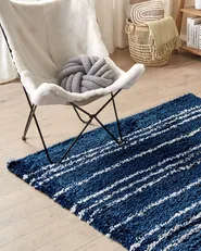 Tappeto Shaggy TASHIR Blu 160 x 230 cm_854444
