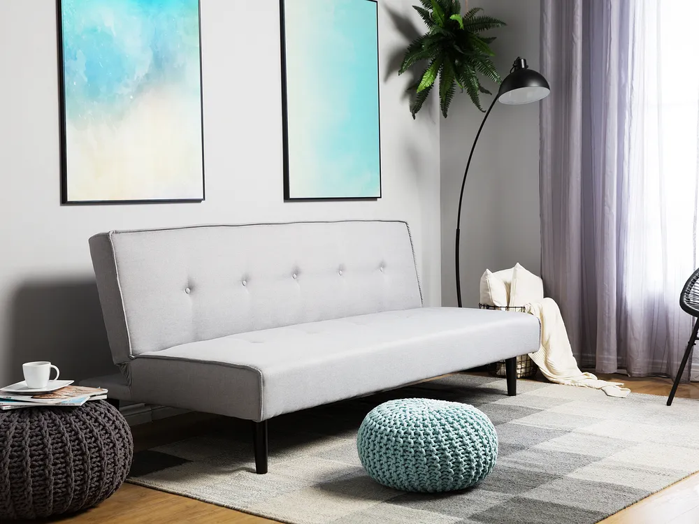Sofa Bed 3 Seater VISBY Fabric Light Grey