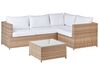 Lounge Set Rattan hellbraun 4-Sitzer linksseitig Auflagen cremeweiss AVOLA_929686