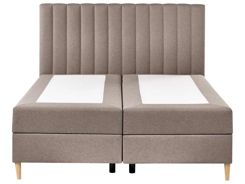 Divan Bed with Storage OFFICER Fabric Taupe 160 x 200 cm (EU King Size)_1016309