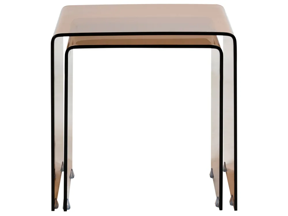 Set di 2 tavolini KENDALL Vetro temperato Marrone_1009496