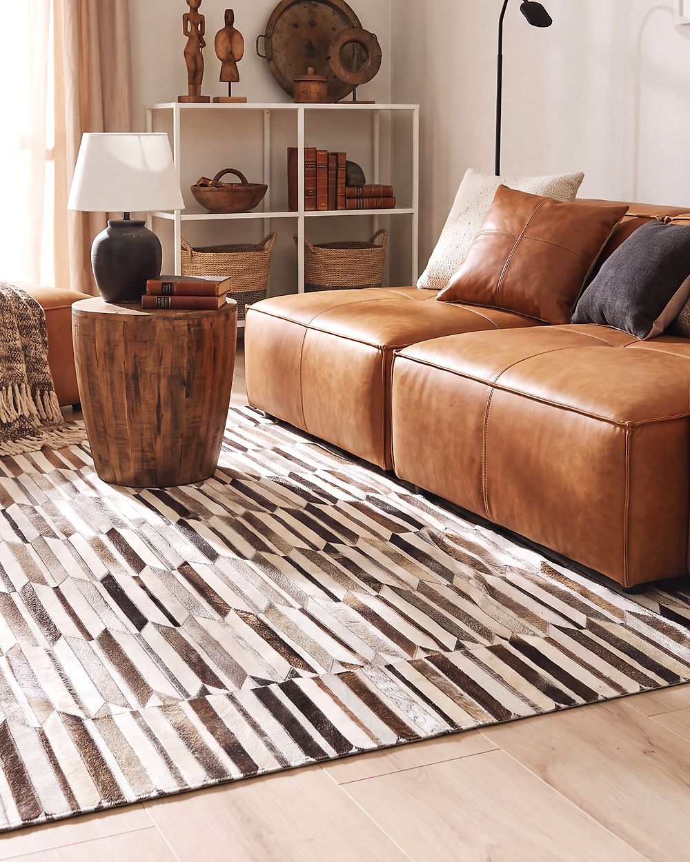Rug KULALAR Beige 160 x 230 cm Leather